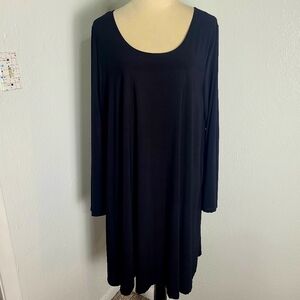 pinc Elegant Solid Black Dress with Long Bell Sleeves, Size 3X